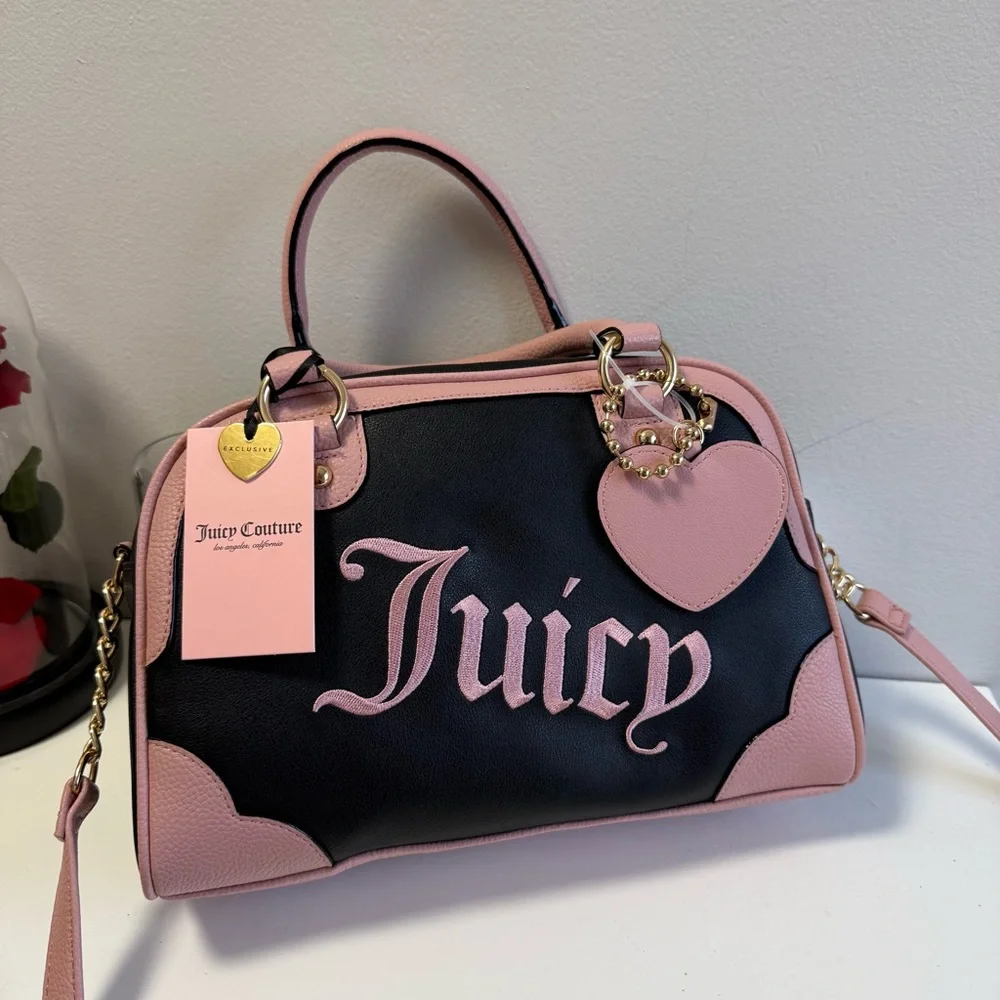 Juicy Couture Black and Pink Women's Bag bowler bag shoulder bag Y2K